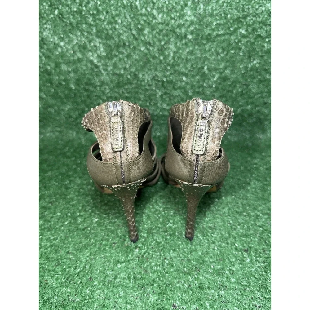 Gucci Vintage Green Snakeskin Suede Python Ankle Strap Heel‎ Size 7.5 US/EU 37.5 - Picture 7 of 16